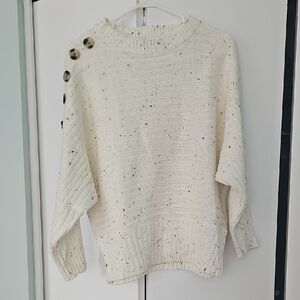Elegant Cream Button-Accent Sweater